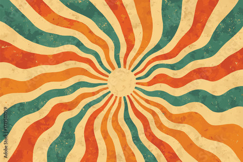 Retro Sunburst Background: An eye-catching retro sunburst design radiating vibrant colors, a symbol of energy and positivity. Capturing the essence of vintage charm and graphic excellence.