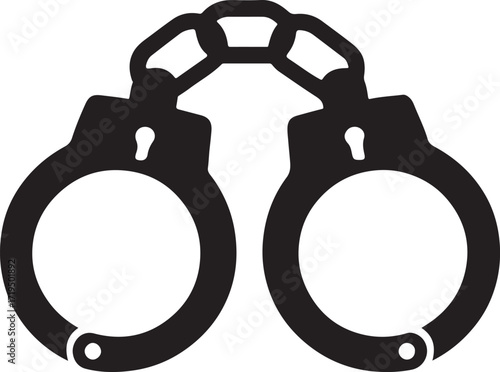 Handcuffs silhouette vector outline icon for law enforcement, arrest, security, police, and crime control.