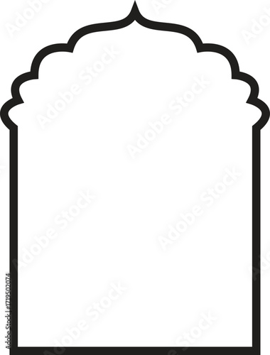 Architectural archway frame silhouette decorative motif with ornate top design element
