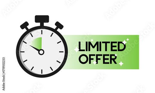 Limited offer. Sale countdown badge. Limited time only discount promotion. Vector illustration
