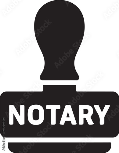 Notary stamp silhouette vector icon for legal documents, certification, approval, office, and authority design.