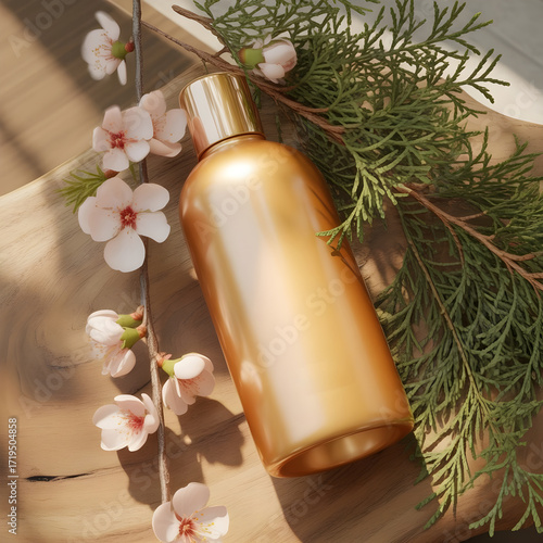 Wallpaper Mural cosmetic golden bottle Torontodigital.ca