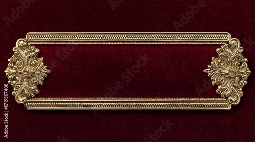 Ornate gold frame on red velvet background antique vintage style decor luxury