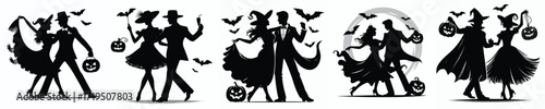 vector silhouette couple dancing halloween costume