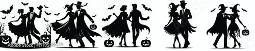 vector silhouette couple dancing halloween costume