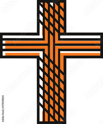 Adobe Illustrator Artwork Holy communion on white table in church.Taking holy Communion.Cup of glass with red grape wine and Holy cross sign of blood of Jesus Christ.The Feast of Corpus Christi Concep