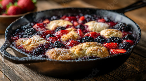 Blackberry cobbler with oats dessert sweet food decorate gourmet photography
