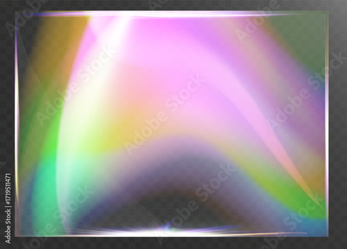 Glassmorphism abstract colorful light flare with rainbow glow isolated on transparent background.
