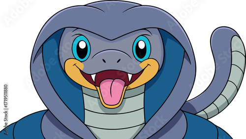 cartoon snake illustration, cobra cartoon vector, cute snake drawing, funny snake artwork, snake character design, reptile cartoon clipart, adorable cobra, smiling snake cartoon, child-friendly reptil