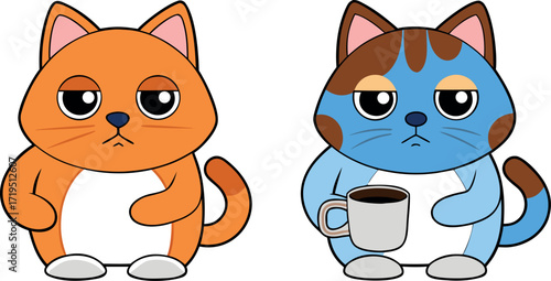 Cartoon Cats Characters – Cute Funny Pets, Baby Kitten Cartoon Illustration, Adorable Cat Comic Artwork, Friendly Cat Cartoon Vector, Domestic Pet Cats Cartoon Clipart, Smiling Funny Kittens Drawing, 