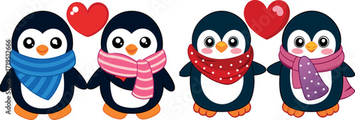 Cartoon Penguins Characters – Cute Arctic Animals, Funny Penguin Cartoon Illustration, Child Friendly Penguin Vector, Smiling Penguins Cartoon Clipart, Winter Penguin Characters Artwork, Adorable Baby
