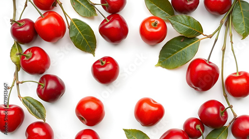 des cerises rouges sur fond blanc