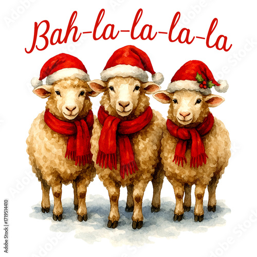 Bah la la la la - Christmas Farm T-Shirt, Farmhouse Clipart, Holiday Farm Animal Shirt, Farm Life, Trendy xmas saying, funny Christmas animal Graphic
