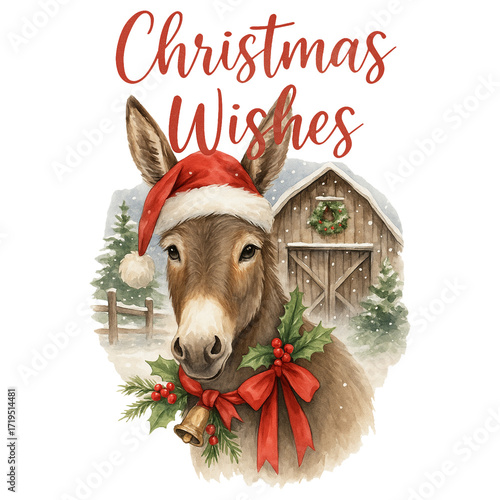 Christmas Wishes - Christmas Farm T-Shirt, Farmhouse Clipart, Holiday Farm Animal Shirt, Farm Life, Trendy xmas saying, funny Christmas animal Graphic

