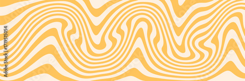 Abstract retro wavy background with yellow lines. Vector illustration