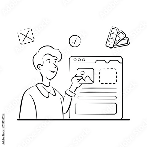 Well designed amazing hand drawn illustration of a website layout