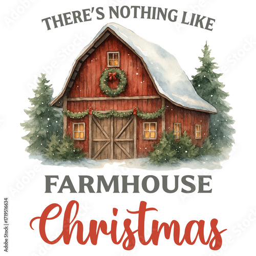 There s Nothing Like Farmhouse Christmas - Christmas Farm T-Shirt, Farmhouse Clipart, Holiday Farm Animal Shirt, Farm Life, Trendy xmas saying, funny Christmas animal Graphic
