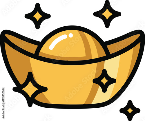 Golden ingot symbol of wealth prosperity good fortune chinese new year celebration vector