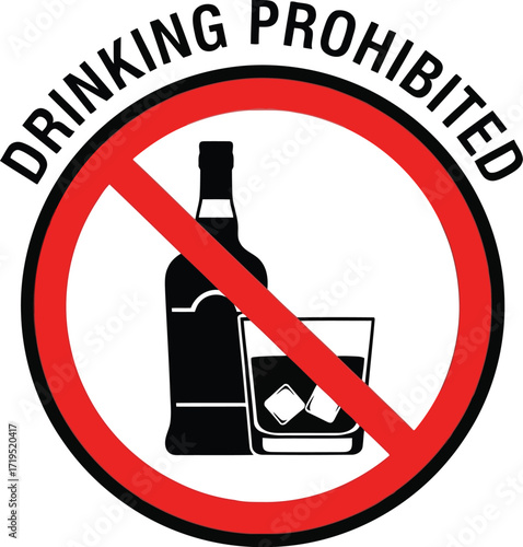 Alcohol prohibition sign no drinking allowed symbol vector icon alcoholic beverage restriction warning vector