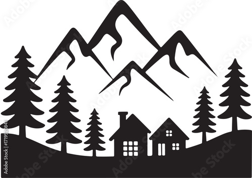 Mountain Chalet Scene