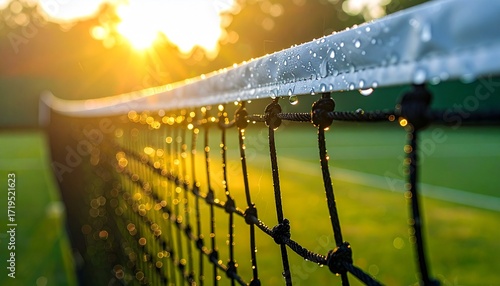 Tennis Net with Morning Dew