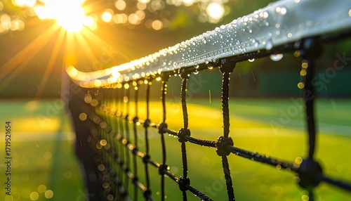 Tennis Net with Morning Dew