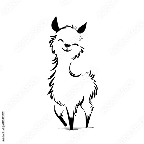 llama. llama simple black and white line art vector logo