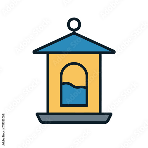 Bird feeder house wooden structure nature garden.
