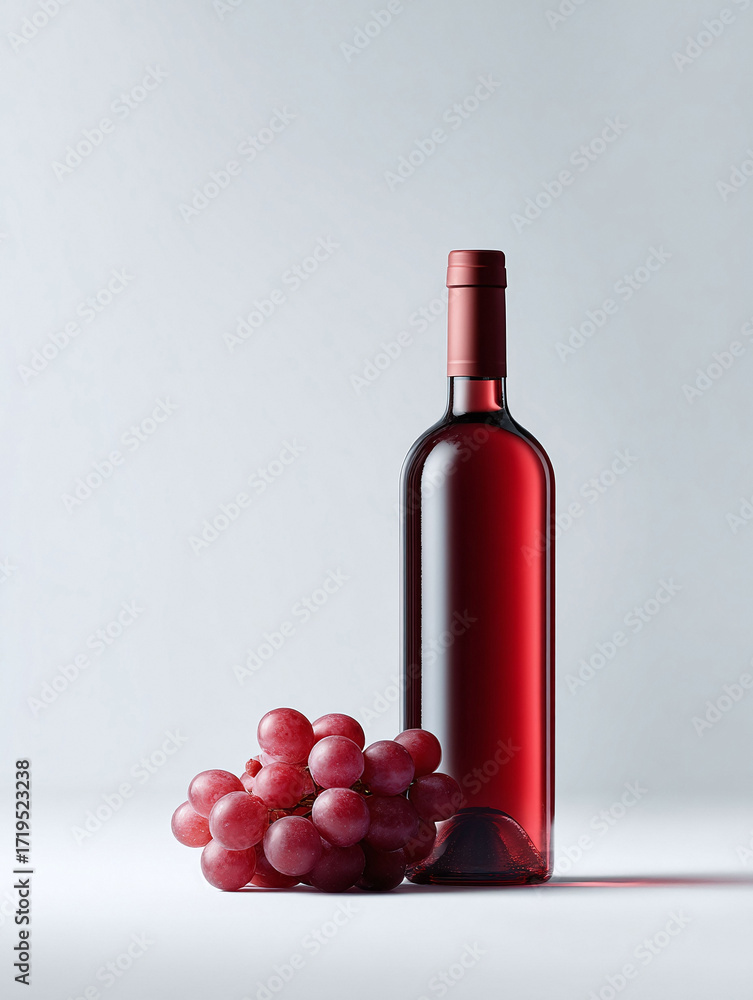 Obraz premium Elegant wine bottle with fresh grapes, evoking celebration and refinement. Ideal for food, drink, or lifestyle publications. Showcase taste and quality.