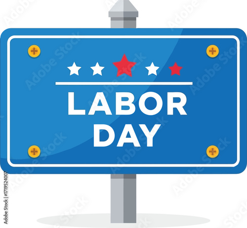 Labor day celebration sign patriotic american holiday united states festivity announcement vector