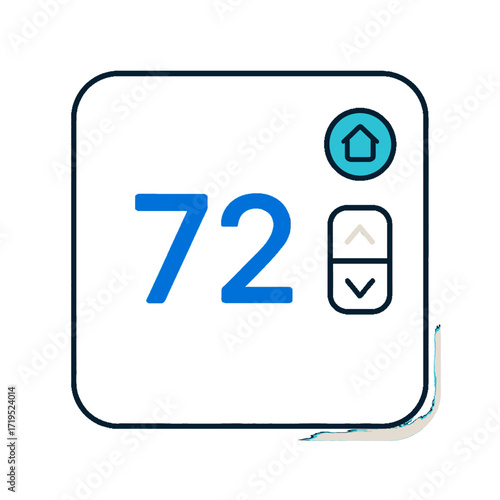 Smart Home Thermostat Displaying 72 Degrees Fahrenheit.