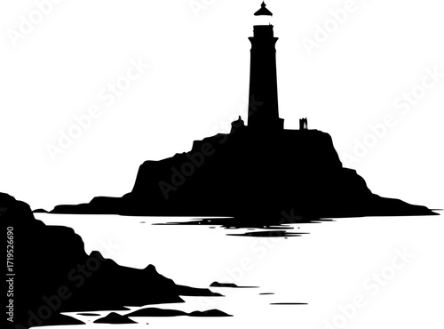 Lighthouse silhouette vector image nautical beacon coast seascape design