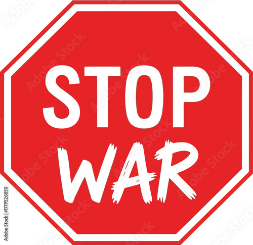 Stop war octagon symbol peace protest message concept for activism and social justice vector