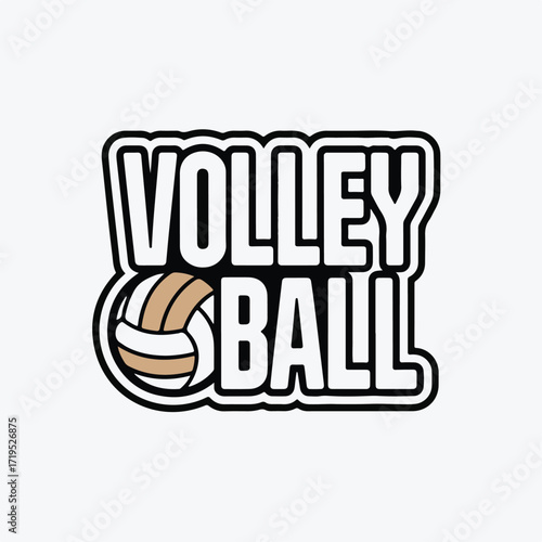 Vector art of volleyball text logo with a volleyball graphic
