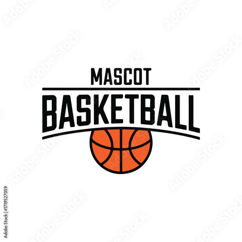 Vector art of mascot basketball logo with a basketball graphic
