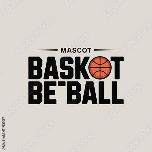 Vector art of basketball mascot logo with text basket beball and a basketball icon, representing sports and team spirit