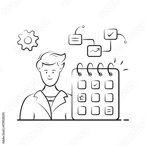 Developer handling workflow with tasks, communication, and coding process.