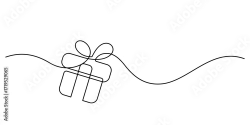 gift box one line drawing continuous minimalism