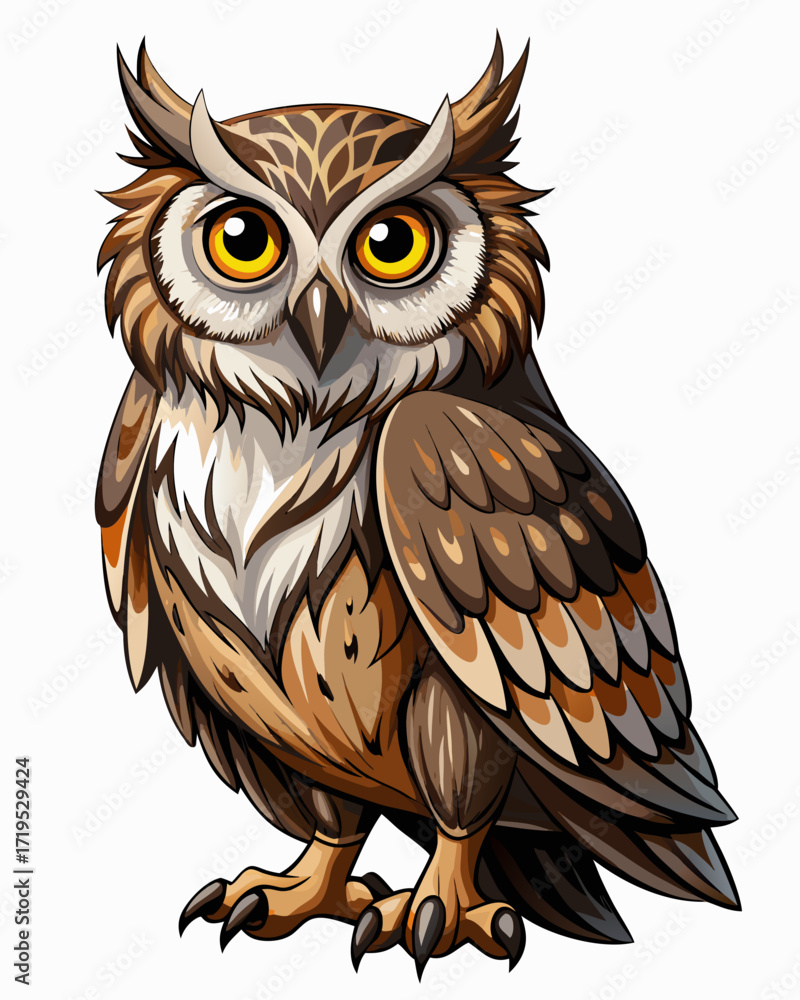 Fototapeta premium Owl real ,full body ,white background