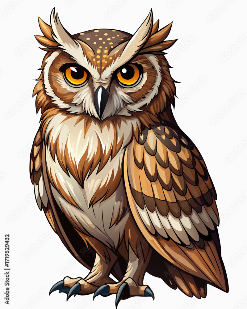 Fototapeta premium Owl real ,full body ,white background