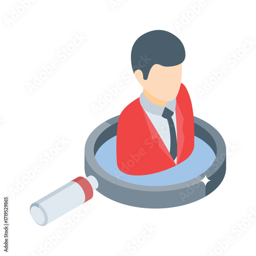 Modern isometric icon showing recruitment planning