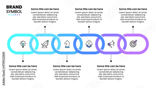 Infographics template. Horizontal Chain with 6 icons