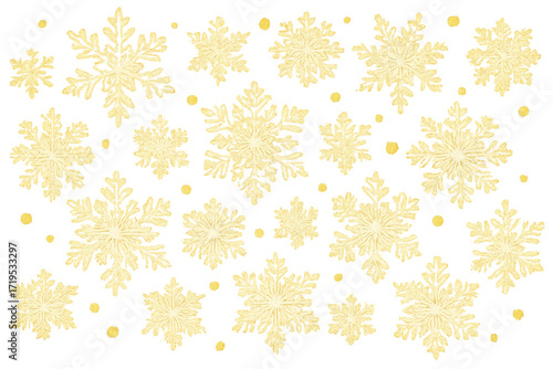 Wallpaper Mural Golden glitter snowflakes seamless pattern creating a festive winter holiday background with transparent elements Torontodigital.ca