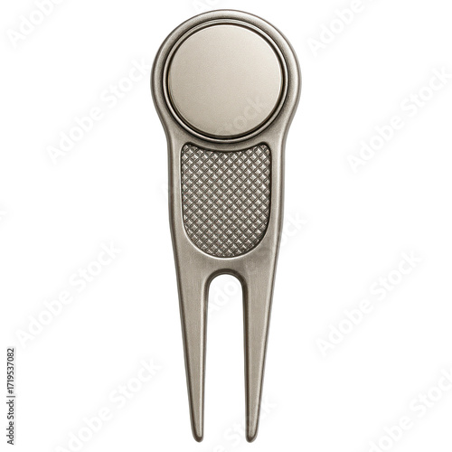 Metallic golf divot repair tool with ball marker