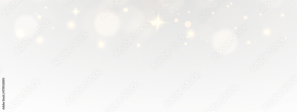 Naklejka premium Glittering stardust with radiant golden particles, twinkling confetti, magical light, luminous festive effects for abstract Christmas card illustration.