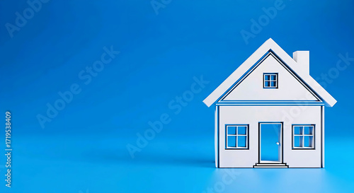 Wallpaper Mural A Simple House icon, on a Blue Background: Real Estate, Home, and Property concept background.  Torontodigital.ca