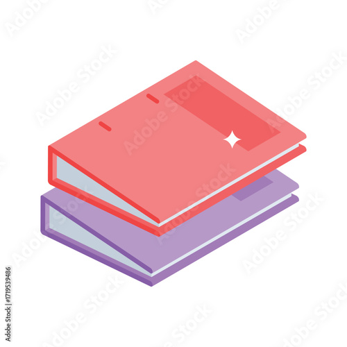 Trendy isometric icon of labeled office binders stack