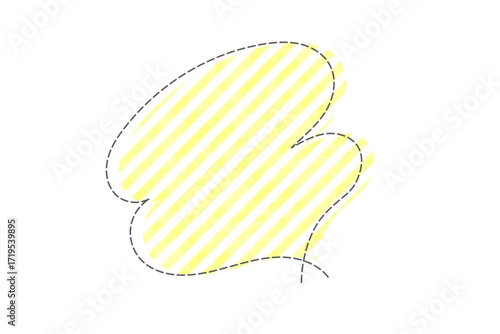 Cute pastel yellow speech bubble with dashed border illustration