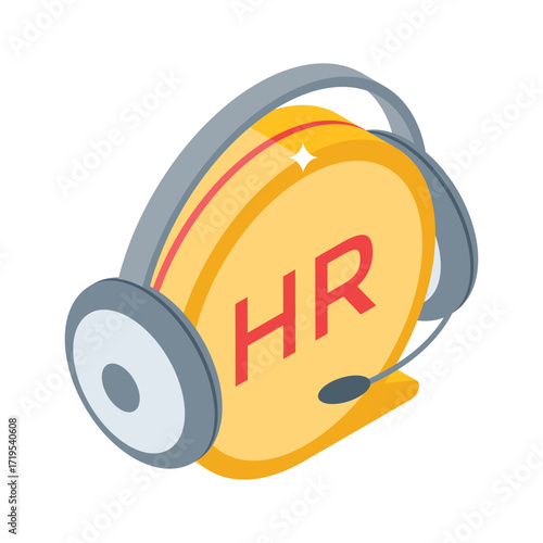 Sleek isometric icon of HR support service folder
