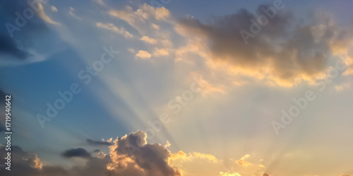 Photography Sunset sky with blue, yellow and orange colors